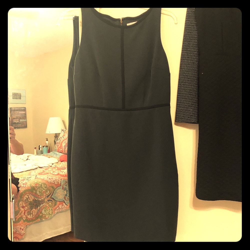 New Deep grn/blck knee-length tailored LOFT dress
